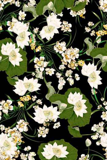 580077-荷花 碎花水仙花