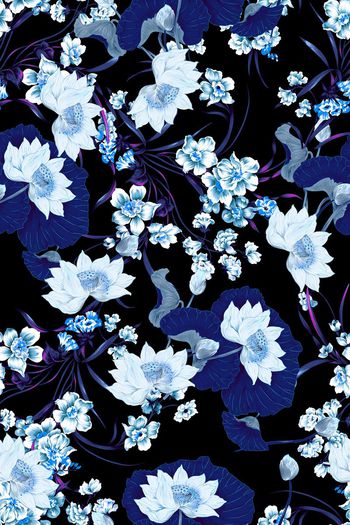 580078-荷花 碎花水仙花