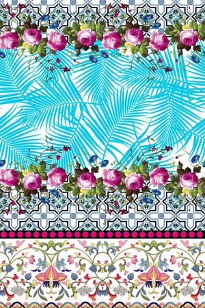 油画花、中国风纹饰、热带树叶印花华亿平台图片