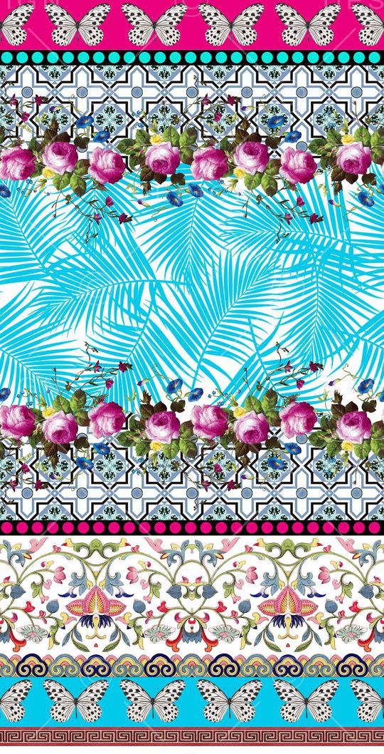 油画花、中国风纹饰、热带树叶印花华亿平台图片