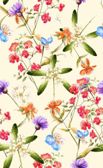 580334-欧美流行时尚水彩花卉