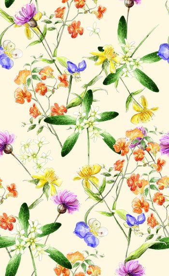 580335-欧美流行时尚水彩花卉