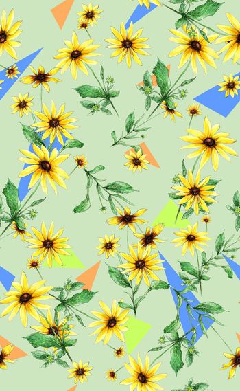 580361-欧美流行时尚水彩花卉