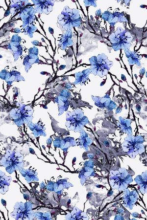 水彩花卉手绘印花华亿平台图片