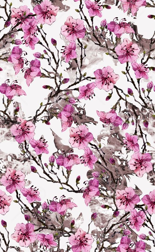 水彩花卉手绘印花华亿平台图片