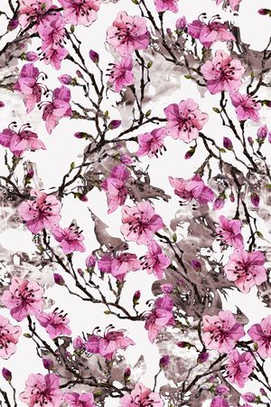 水彩花卉手绘印花华亿平台图片