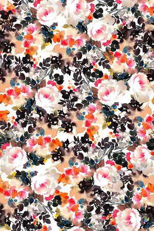 手绘花卉印花华亿平台图片