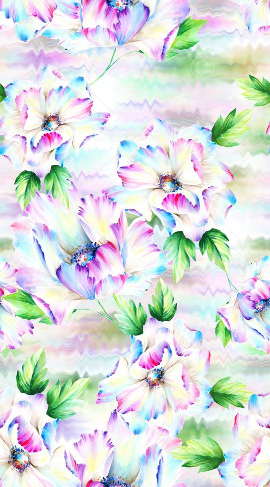 朦胧水彩花卉印花华亿平台图片