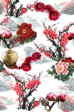 中国风印花华亿平台图片