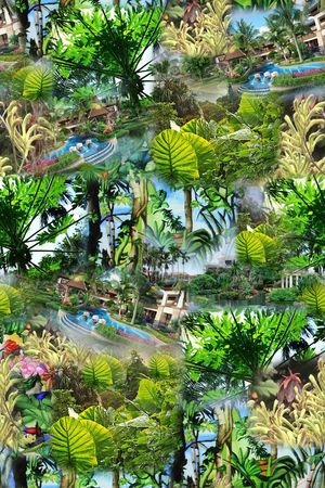 棕榈叶子印花华亿平台图片