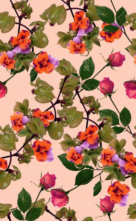 真实花卉印花华亿平台图片