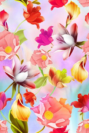 手绘水彩印花华亿平台图片