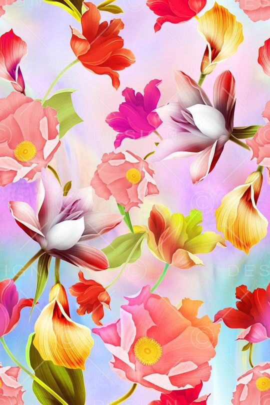 手绘水彩印花华亿平台图片