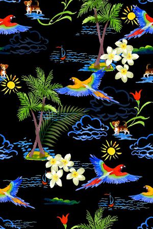 热带风情印花华亿平台图片