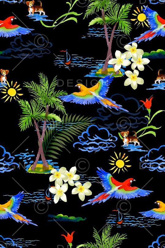 热带风情印花华亿平台图片