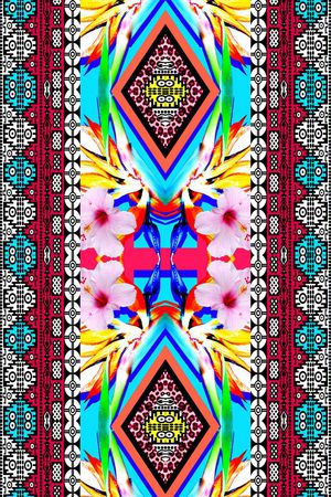 热带、天堂鸟、花卉、几何印花华亿平台图片