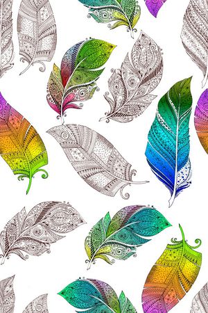 五彩羽毛印花华亿平台图片