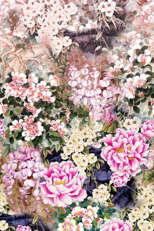 牡丹印花华亿平台图片