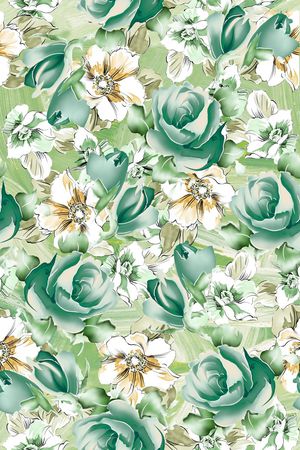 水彩花卉印花华亿平台图片