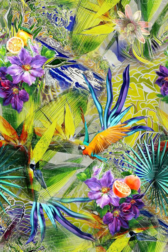 天堂鸟花印花华亿平台图片