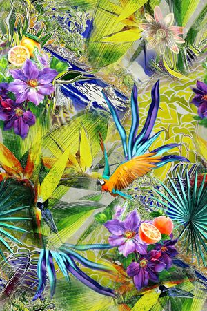 天堂鸟花印花华亿平台图片