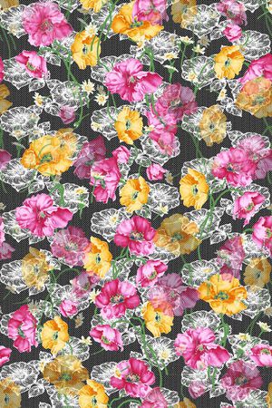 蕾丝底纹印花华亿平台图片