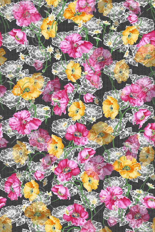 蕾丝底纹印花华亿平台图片