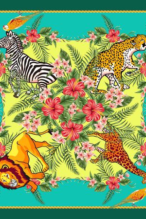 丝巾棕榈叶印花华亿平台图片