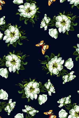 大牌花朵印花华亿平台图片