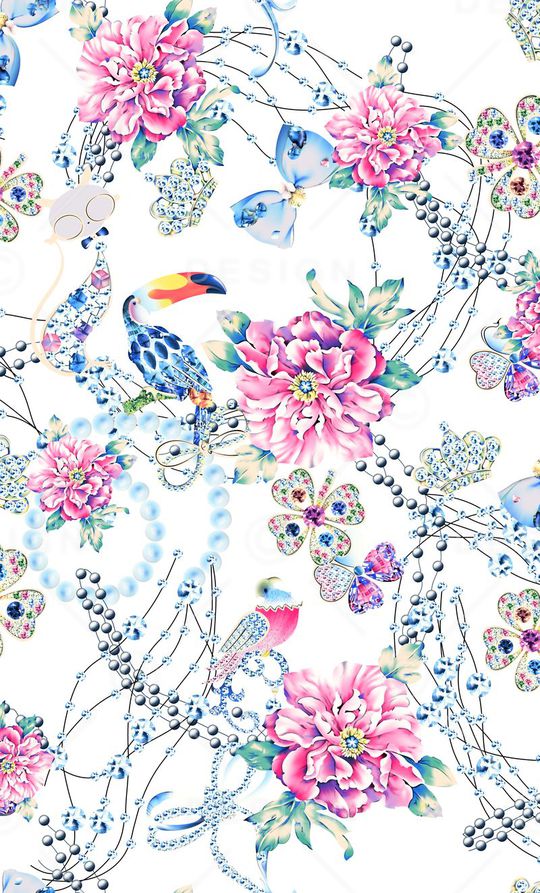 白底花卉印花华亿平台图片