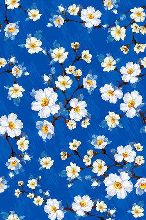 手绘 大牌 田园 花卉 欧美 兰花印花华亿平台图片