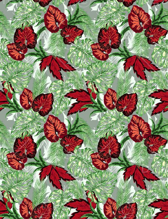 热带植物印花华亿平台图片