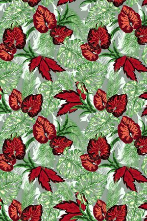 热带植物印花华亿平台图片