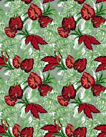 热带植物印花华亿平台图片