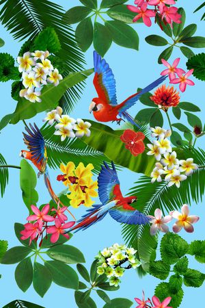 热带植物叶子印花华亿平台图片