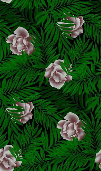 584395-手绘花卉叶子热带植物