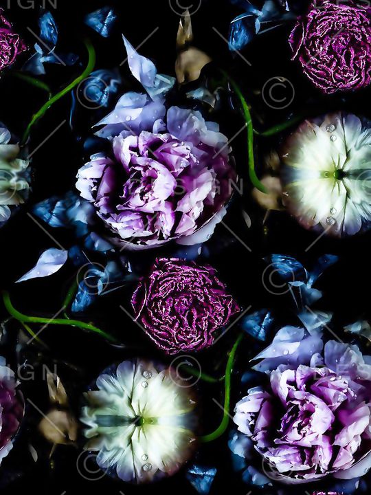 水彩花印花华亿平台图片