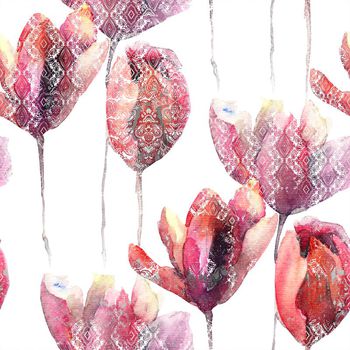 休闲时尚 水彩花卉 民族风 复古印花华亿平台图片