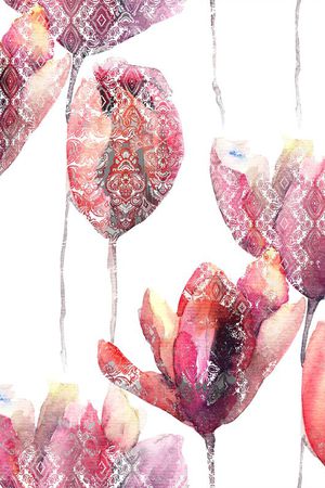 休闲时尚 水彩花卉 民族风 复古印花华亿平台图片