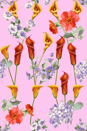 手绘  写意 花卉 女装 裙子 床品 箱包印花华亿平台图片