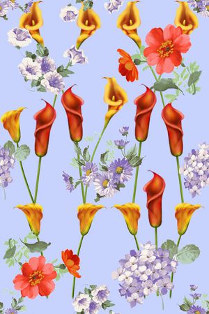 手绘  写意 花卉 女装 裙子 床品 箱包印花华亿平台图片