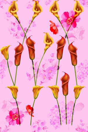 手绘  写意 花卉 女装 裙子 床品 箱包印花华亿平台图片