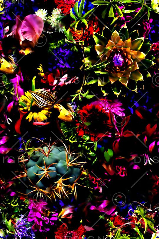 水彩花印花华亿平台图片