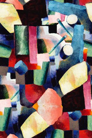 手绘 欧美 立体 几何 拼贴 3D 抽象印花华亿平台图片