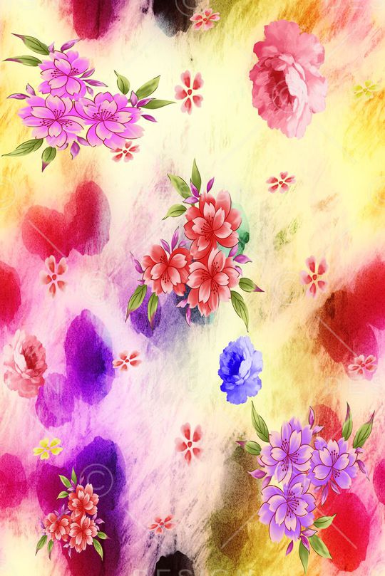 水墨 手绘 花卉 女装 裙子 丝巾 礼品印花华亿平台图片