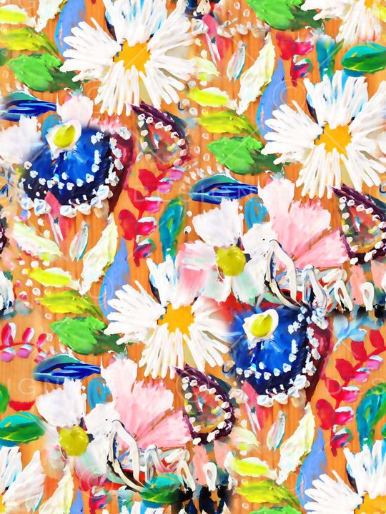 抽象几何清爽梦幻艺术平底立体手绘满版最新高清数码蕾丝民族中国风绣花珠宝肌理时尚潮

流大牌复古欧美风抽象印花华亿平台图片