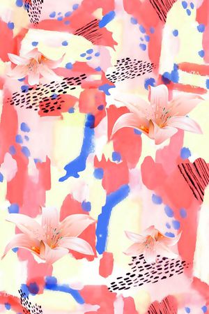 抽象几何清爽梦幻艺术平底立体手绘满版最新高清数码蕾丝民族中国风绣花珠宝肌理时尚潮

流大牌复古欧美风抽象印花华亿平台图片