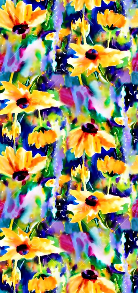 水彩花印花华亿平台图片