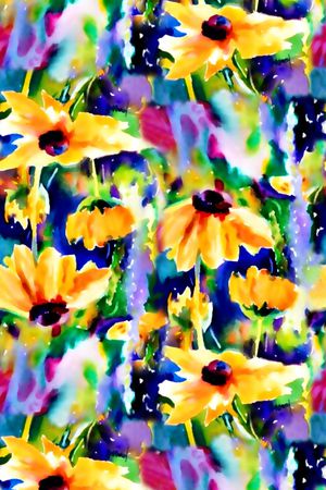 水彩花印花华亿平台图片