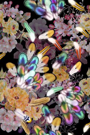 羽毛印花华亿平台图片